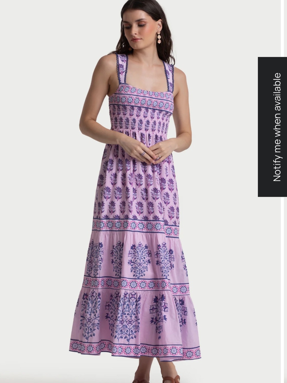 Celina moon hebe block print smocked midi dress